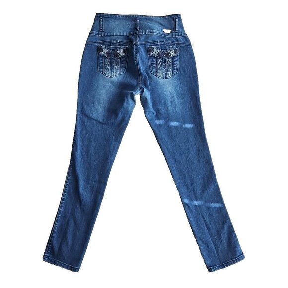 Tush Push Jeans Women's Size 15 (30x31) Rhinestone Sequin Embroidery Stretch - Picture 2 of 16